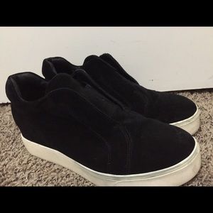 J/Slides Black Suede slip-on sneakers size 10